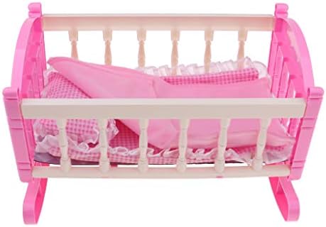 CUTICATE Detachable Baby Doll High Chair and Crib Set (with Mattress, Quilt and Pillow ), Kids Furniture Playset, Dollhouse Miniatures Decor