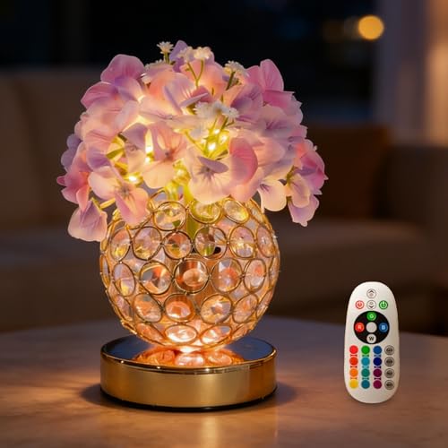 Hydrangea Flower Lamp with Remote, 16 Colors Changing LED Floral Table Lamp by VEEKI - Used condition - US$21.60