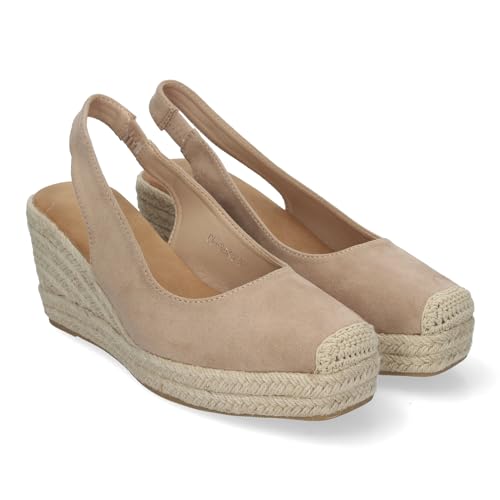 shoes&blues.es 83394 Sandalias de Cuna de Yute para Mujer, con Puntera Cerrada, Comodas y Elegantes con Cierre de Hebilla Ajustable, Ideales para Cualquier ocasion. Beige Talla 41