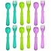 Re-Play Made in USA 12pk Toddler Feeding Utensils Spoon and Fork Set for Easy Baby, Toddler, Child Feeding - Aqua, Lime, Purple (Mermaid) 6 Spoons/6 Forks