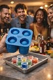 Polar Pour Silicone Ice Shot Glass Maker Mold, 4-Cavity Black & Blue