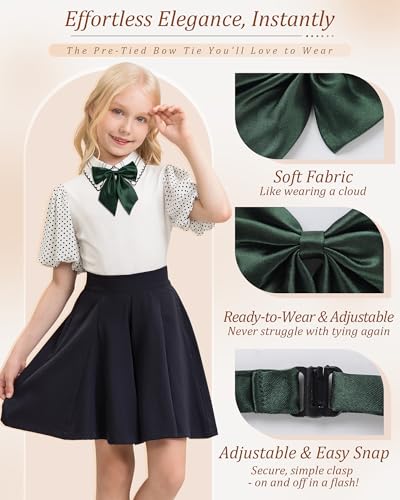 Image of AWAYTR Ladies Adjustable Pre tied Bowtie - Solid Color Bow Ties for Women