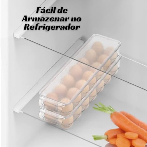 Porta Ovos para Geladeira com Tampa – Organizador de Ovos Empilhável, Suporte para Geladeira, Armaze