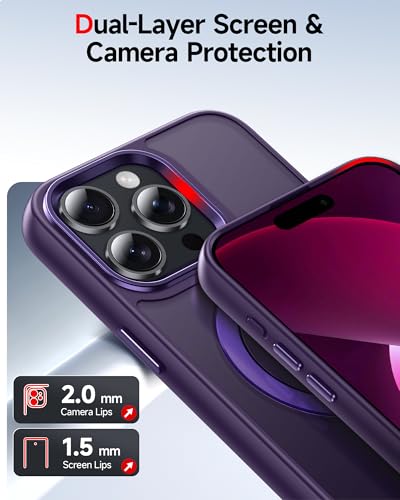 Coque iPhone 15 Pro Max MagSafe LeYi avec béquille de protection noire