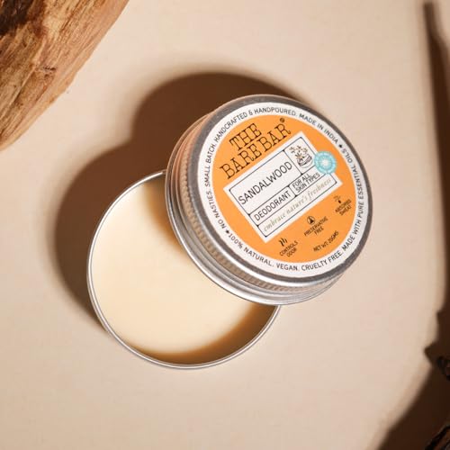 Image of The Bare Bar Sandalwood Deodorant - 20 gm | Woody floral Fragrance| Odor & Sweat Control | Gentle, Natural formula and Chemical free | Travel Mini Size Solid Deodorant for Men & Women