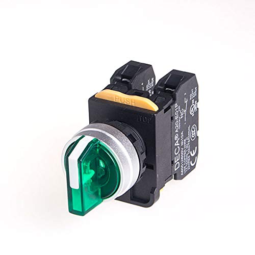 A204F-33E02Q4G, 22Mm Led Illuminated Selector Switch, Metal Bezel, 3 Positions, Spring Return From 2-Way, 110V 10A 2Nc, Led 24V Ac/Dc, Green #TOP5