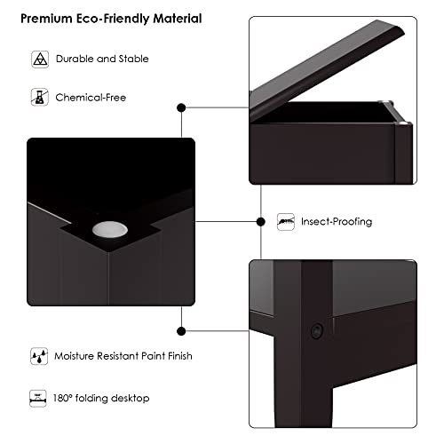 Urkno Narrow End Table With Storage, Flip Top Side Table With Shelves, Wood Nightstand Sofa Table For Bedroom, Living Room, Dark Brown #TOP5