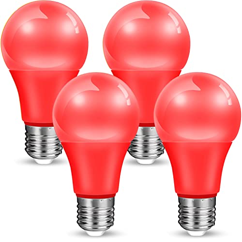 Red Light Bulb 9W (60W Equivalent) E26 Base, LED Colored Light Bulbs for Halloween Christmas Party Holiday Lighting 4-Pack Red Light Bulb 9W (60W Equivalent) E26 Base, LED Colored Light Bulbs for Halloween Christmas Party Holiday Lighting 4-Pack