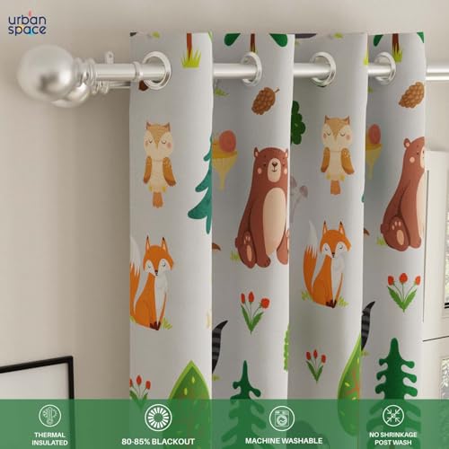 Image of Urban Space Digital Printed Blackout Curtains for Long Door Bedroom, 80-85% Room Darkening Blackout Kids Decorative Curtains, 1 Piece Curtain with Eyelets and Tieback (Long Door 8 Ft, BugsBunny)