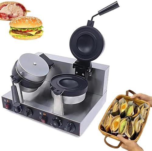 Non-Stick Electric Panini Press Sandwich Maker, 1300W Commercial UFO Burger Waffle Maker, Adjustable Temperature 50-300℃, for Bakery Snack Shop