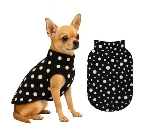 Image of The Pets Company Dog Winter Coat Jacket, Clothes, Windproof, Light Weight, Washable, Ultra Warm Thick Fleece Lined Dog Vest for Cold Weather Protection, (Polka Black Cherry, X - Small - 12 Inch)