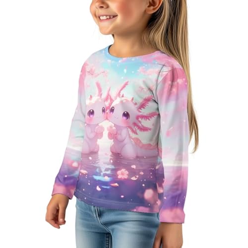 Image of Girls Cartoon Print Long Sleeve Graphic Tee Casual Crew Neck T-Shirts for 3-16 Years Little Girls