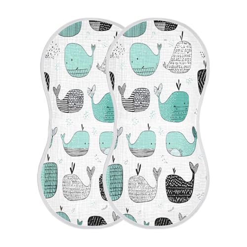 Kigai Cute Whales Baby Burp Cloths Extra Soft and Absorbent Burping Rags Cotton Burping Clothes Baby Washcloths for Newborn Boys Girls - 1 Pack