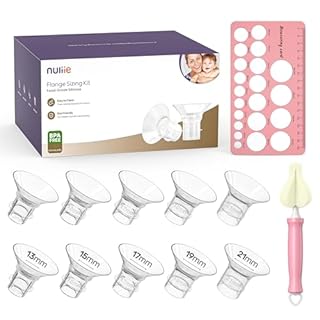 Nuliie 3-in-1 Flange Sizing Kit 13/15/17/19/21mm for 24mm Flange/Shield of Most Pumps, 10PCS Silicone Flange Inserts to Boost Pumping Efficiency & Comfort, BPA-Free Pump Essential for Moms