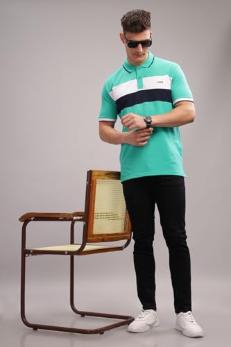 Image of ADRO Men's 100% Cotton Regular Fit Polo T-Shirt