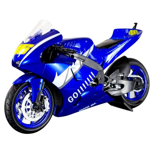 Image of FEXXA Police Motorcycle Toy - Pull Back Motorcycle Toys, Tiny Gift with Music Lighting, Latte Motorcycles Toy for Kids Boys Age 3-8 Year Old [NEW] (1.12 YAHAMA Moto GP Gavin Bike-Blue)