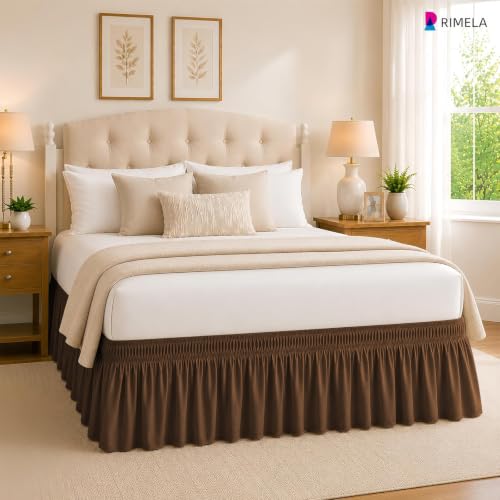 Brown Bed Skirt King Size 18 Inch Drop, Elastic Wrap Around Bedskirt by RIMELA - Used condition - Image 7