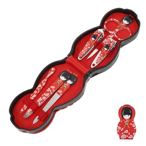 Hohopeti Kit de Manicura y Pedicura de Acero Inoxidable 6 Piezas Diseño de Dibujos Animados Estilo Japonés Cortaúñas Portátil para Viaje Set Completo Cuidado de Uñas y Pies