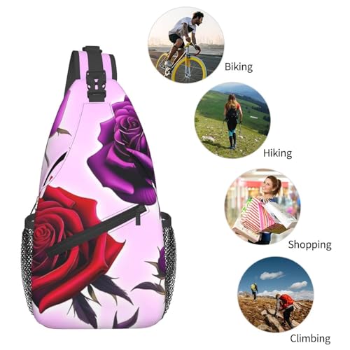 Bolso cruzado con rosas rojas y púrpuras para hombre y mujer miniatura 6