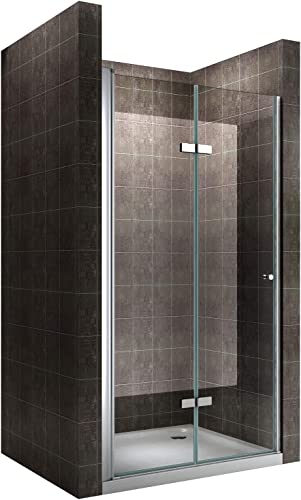 Porte de douche pliante 100x195 cm portes pivotantes verre transparent - ajustable de 100 à 104 cm