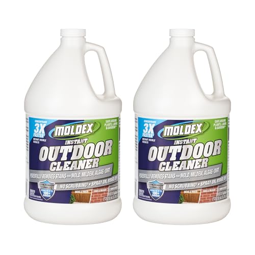 Moldex Instant Outdoor Cleaner Concentrate with Bleach 1 Gallon 2 Pack Fast Acting Solution for Mold and Mildew Stains on Siding Decks Fences and Exterior Surfaces