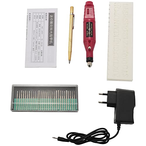 YXHH Elektrische Mikro-Graveur Stift Mini Diy Gravur Werkzeug Kit Für Metall Glas Keramik Kunststoff Holz Schmuck Mit Scriber Etcher 30 Bits Und 8 Schablonen (Eu Stecker) Cover