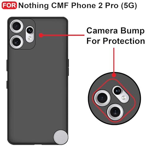 Image of CEDO Back Cover for Nothing CMF Phone 2 Pro (5G) | Camera Bump Protection & Inner Velvet Fabric Lining | Ultra Slim Matte Soft Rubberised Case Cover (Black)