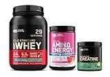 Optimum Nutrition Performance Nutrition Bundle: Amino Energy Plus Hydration Watermelon Smash (30 Serv), Creatine Monohydrate Blueberry Lemonade (60 Serv), & Gold Standard Whey Fruity Cereal (29 Serv)
