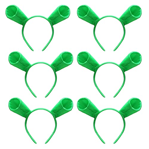 6 Pieces Green Ears Headbands Halloween Head Wrap Hair Accessories Cute Hair Band For Adult Kids Halloween Party Celebration Cosplay Decoration #TOP6