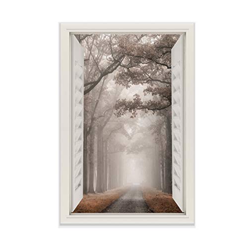 Renditions Gallery View of Misty Road Open Window Gallery Wrapped Canvas Wall Art, 24x36