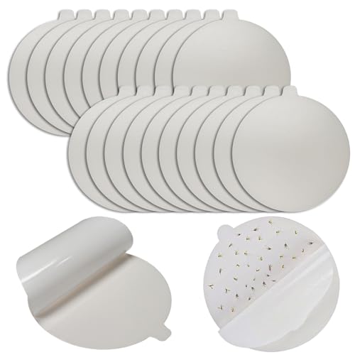 Bettli 20 trampas para pulgas, trampa para mosquitos, trampa para pulgas para el hogar, trampas adhesivas circulares, instalación de bandeja adhesiva, bandeja de repuesto (blanco)