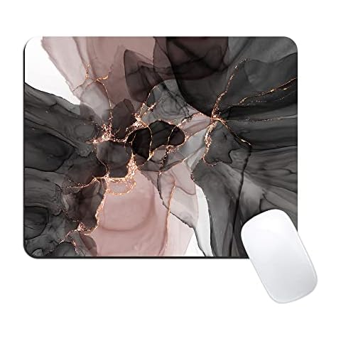 Dynippy Mouse Pad [56% Larger] Gaming Mouse Pads Non-Slip Rubber Base Mousepad Rectangular Mouse Mat for Desktop Computer Laptop Gaming Office & Home 11.8x9.8x0.12 inches - Black Pink Gold Marble Cover