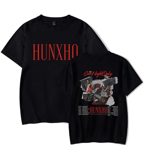 Hunxho The One Night Only Tour T-Shirt Femmes Hommes Rapper Merch Summer Vintage Mode Manches Courtes Streetwear, Noir , L