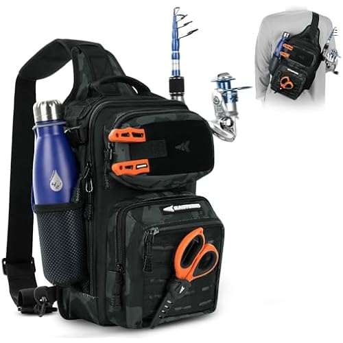 KastKing Blowbak Fishing Sling Bag, Fishing Backpack with Rod Holder
