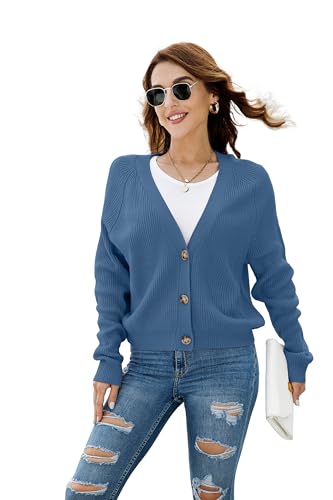 Image of TASAMO Womens Cardigan Sweaters 2026 Fall Cropped Lightweight Sweater