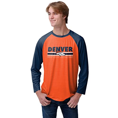 Denver Broncos NFL Mens Colorblock Wordmark Raglan T-Shirt