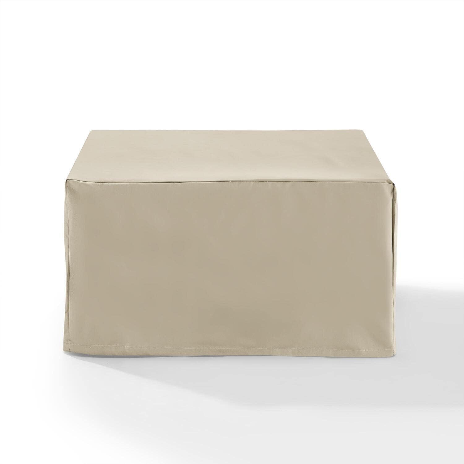 Maykoosh Coastal Craftsman Vinyl Outdoor Square Table or Ottoman Cover, Tan, 33" Square, 33 x 33 x 17.5 inches, Washable Furniture Covers, Patio Furniture Covers w/Drawstrings