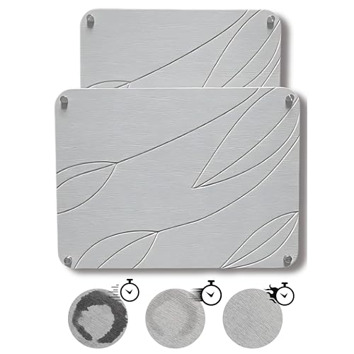 2 PCs Nesting Stone Drying Mat for Kitchen Counter - Fast Drying Mat - Diatomaceous Earth Dish Drying Mat with Non-Slip Feet - Heat Resistant Stone Drying Mat - Stone Dish Drying Mat for Kitchen