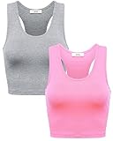 Simlu Women Basic Sleeveless Sexy Racerback Cotton Bustier Cropped Tank Top Vest