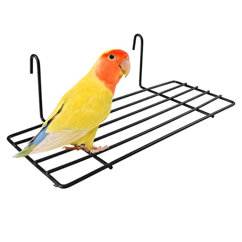 Image of TEHAUX Bird Perch, Bird Cage Grid Perch Parrot Platform Grid Frame Parrot Stand Shelf for Cage Playground s Toys Standing for Parakeet Cockatiel - Black 1pc