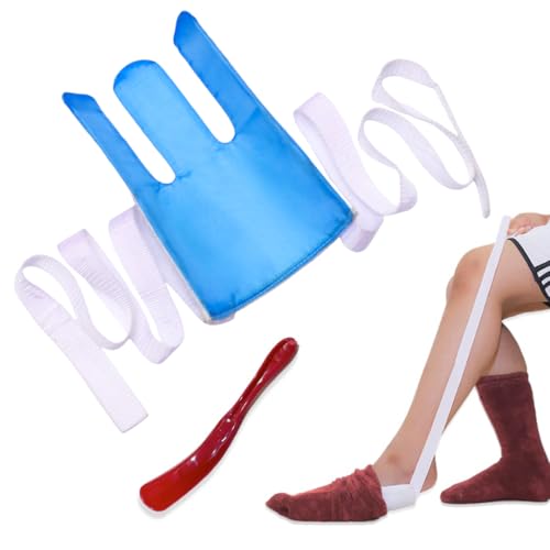 Ideal Sock Aids for Putting Socks On and Off with Shoe Horn for Seniors, Disabled, Pregnant and Diabetics. Three Finger Design No More Bending Sock Aid. Sock Helper, Sock Assist Sock Puller Tool