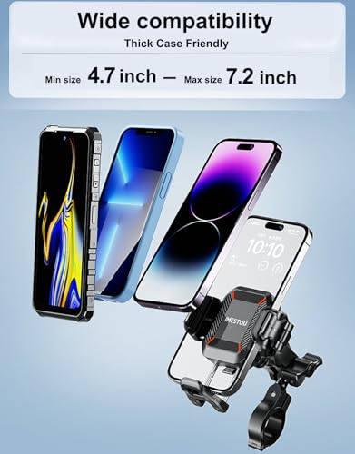 iMESTOU Antywibracyjny uchwyt na telefon do motocykli i rowerów z amortyzatorami i konstrukcją antykradzieżową, uchwyt na telefon kulkowy 2.5 cm nadaje się do telefonów o grubości 13.2 cm-18.3 cm do