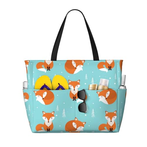 Sac de plage renard sans couture doté de grandes poignées renforcées