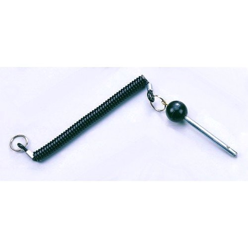 SB DISTRIBUTION LTD (Pack of 4) Tensile Pin w/Plastic Round-Knob w/ 3/8” Bronze Insert - Locking Space 5-1/2” w/Jumbo 10" Coil Lanyard. Universal