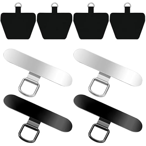COCASES 4 Pack Fiber Phone Tether Tab & 4 Pack Metal Phone Tether Tab (Black*6,Silver*2) Cover