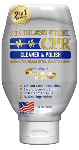 Image of Stainless Steel CPR 18oz- 2-in-1 Kitchen Stainless Steel Cleaner and Polish for Appliances- Cleaner Removes Fingerprints, Water Marks and Grease. Refrigerator Cleaners, Stoves, & Dishwashers