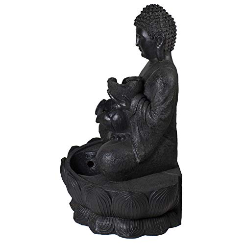 Northlight 31.5" Black Buddha In A Flower Outdoor Garden Water Fountain #TOP5