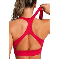 JOYSPELS Women's Sports Bra Seamless 4-Way Stretch Yoga Top with Removable Pads for Gym, Workouts, Running Cherry Red S