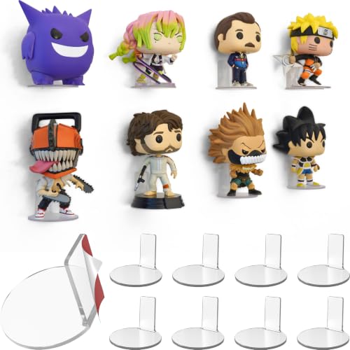 Modern JP Adhesive Display Shelf for Funko Pop Figures (8-Pack) Pop Shelf Wall Display Action Figure Stand Easy Adhesive Install Clear