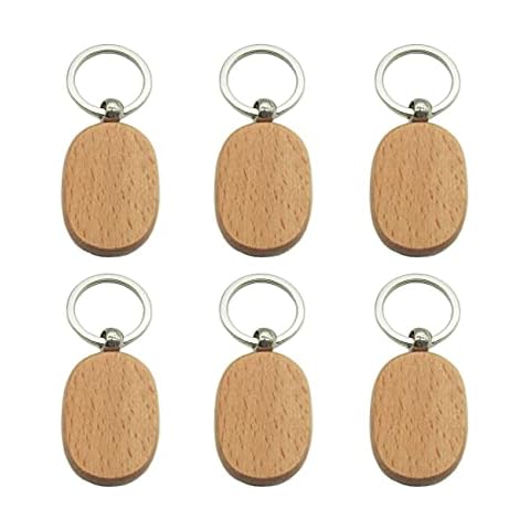 BTYONON 12 Pcs Blank Wooden Key Chain Personalized EDC Key Chain Tags Wood Keychains Key Ring for DIY Craft Cover